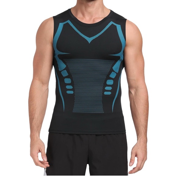 Men's🧔🏻‍♂️Black Compression Athletic Dry Fit Workout Sleeveless Tank Top Sz XL - Picture 1 of 8
